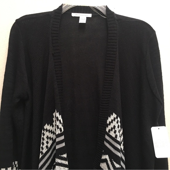 Canyon River Blues Sweater Black Open Front Cardigan Fringe Size Medium NWT - Picture 3 of 9